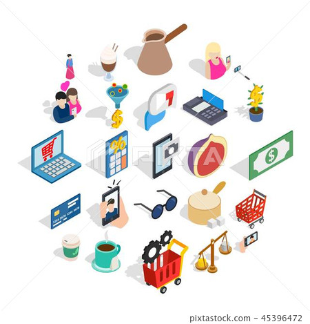 Commerce icons set, isometric style Commerce icons set, isometric style 45396472