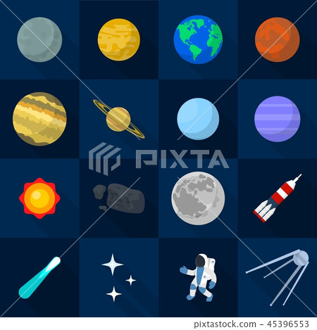 Solar system planets icon set, flat style Solar system planets icon set, flat style 45396553