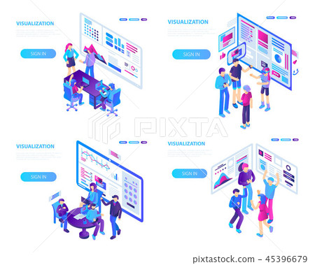 Visualization banner set, isometric style 45396679