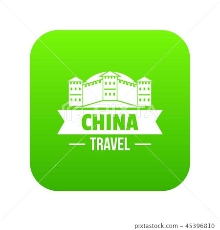 China building icon green vector 45396810