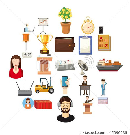 Transportation of money icons set, cartoon style 45396986