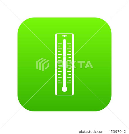 Thermometer with degrees icon digital green Thermometer with degrees icon digital green 45397042