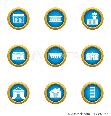 Town planning icons set, flat style Town planning icons set, flat style 45397043
