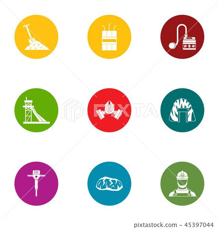 Land work icons set, flat style - Stock Illustration [45397044] - PIXTA