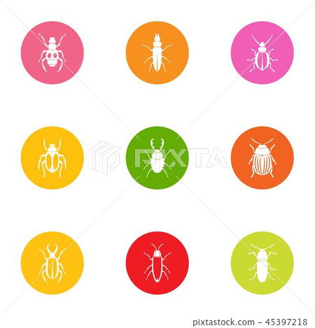 Click beetle icons set, flat style Click beetle icons set, flat style 45397218