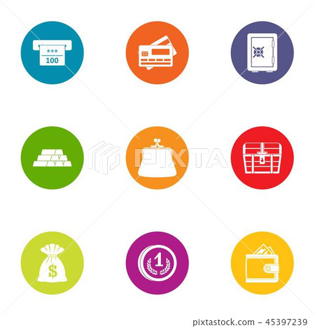 Moolah icons set, flat style 45397239