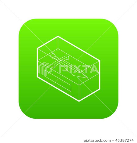 Sword in museum showcase icon green vector 45397274