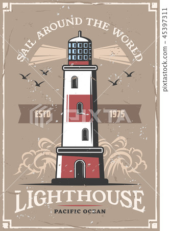Nautical sail marine adventure lighthouse poster 45397311