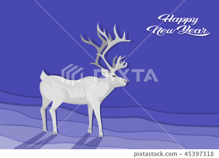 white deer cartoon animal reindeer flat blue background christmas greeting card horizontal white deer cartoon animal reindeer flat blue background christmas greeting card horizontal 45397318