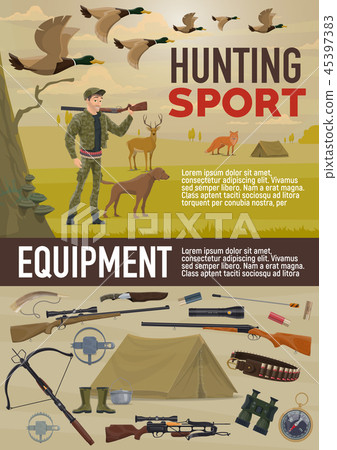 Hunting sport equipment and animals 45397383
