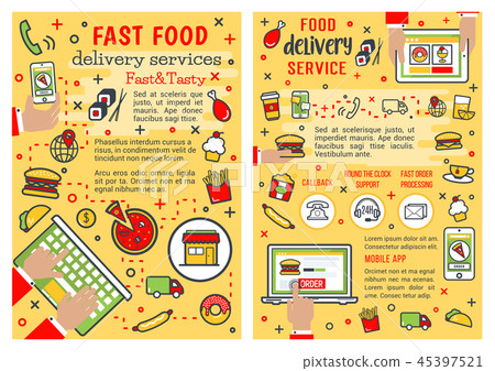 Fast food delivery service, vector banners 45397521