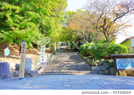 Autumn fine weather, blue sky and Karatsu castle (steps of the entrance) 45398684