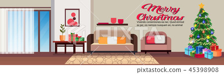living room decorated merry christmas happy new year pine tree home interior decoration winter living room decorated merry christmas happy new year pine tree home interior decoration winter 45398908