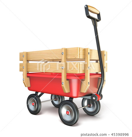 Toy mini wagon with wooden fence Perspective 3D 45398996