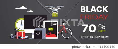 black friday online shopping concept special offer discount flat horizontal copy space 45400310
