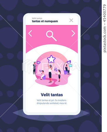 woman holding star award people using smartphone social media network subscribers followers concept 45400779