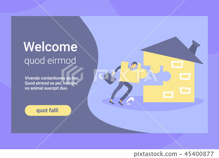 businessman putting last puzzle making house building mortgage concept business man investor 45400877