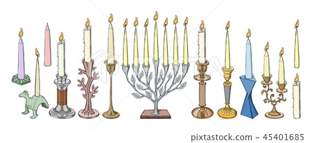 Candlestick vector candle lantern vintage candlelight decoration and old candelabrum holder 45401685