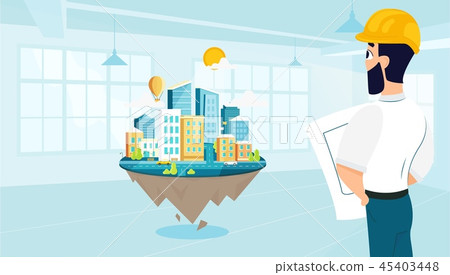 Man architect designs the architecture of the city 45403448