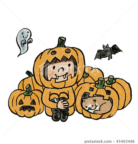 Daughter turned to pumpkin at Halloween 45403486