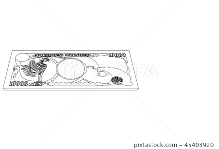 Japan yen 10,000 yen bill diagonal line back 45403920