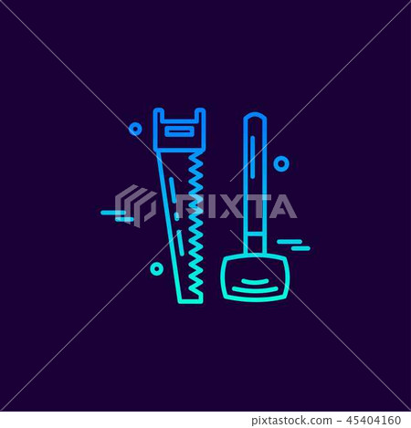 Labour day neon icon with dark background vector Labour day neon icon with dark background vector 45404160