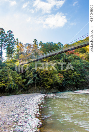 Suspension bridge of Tarakyo and valley scenery of Makita River Suspension bridge of Tarakyo and valley scenery of Makita River 45404663
