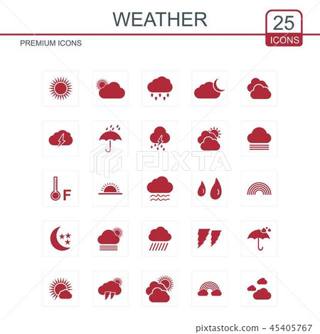 Weather icons set red 45405767