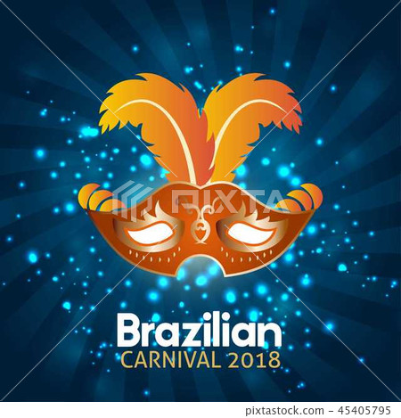 Blue abstract with orange carnival mask simple 45405795