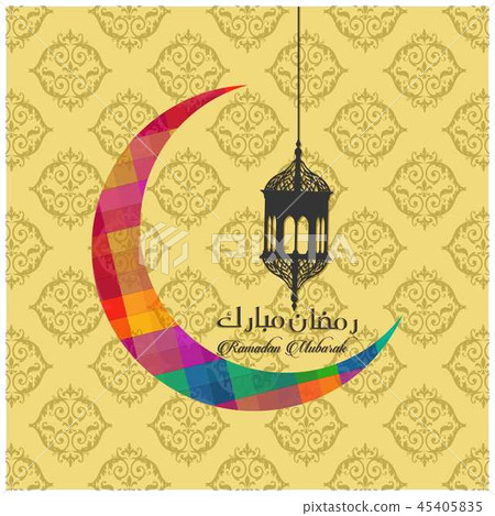 Colorful Cresent Moon Ramadan Kareem Vector  45405835