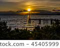 Lights of Lake Biwa and Sunset 45405999
