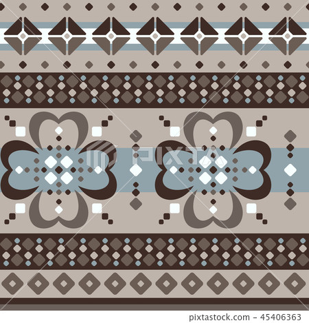 Fair Isle brown beige flowers seamless pattern Fair Isle brown beige flowers seamless pattern 45406363