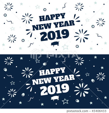Happy new year 2019, modern style, firework vector 45406433