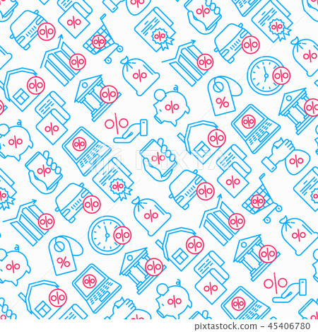 Percentages seamless pattern with thin line icon 45406780