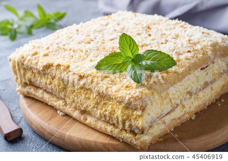 Layered cake with cream Napoleon millefeuille vani 45406919