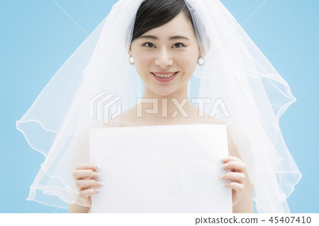 婦女婚姻新娘圖像顏色後面 45407410