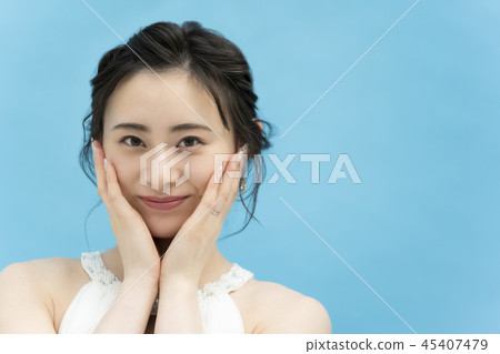 婦女婚姻新娘圖像顏色後面 45407479