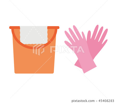 Material-bucket and rags and gloves 45408283