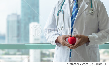 Cardiologist doctor holding red heart Cardiologist doctor holding red heart 45408481