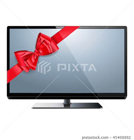 Vector Television with Red Bow 45408892