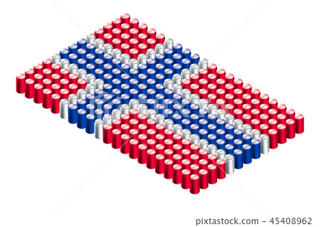3D Isometric beverage can in row, Norway national 45408962