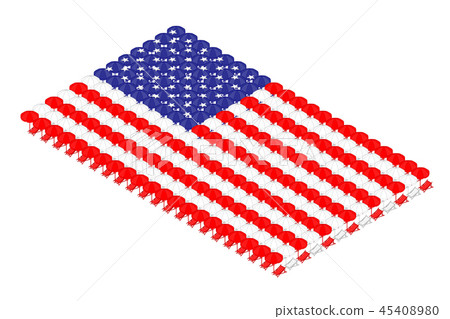 Isometric beach or deck chair with umbrella in row 45408980