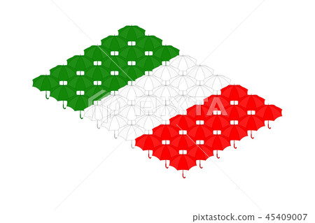 Isometric umbrella icon in row, Italy national Isometric umbrella icon in row, Italy national 45409007
