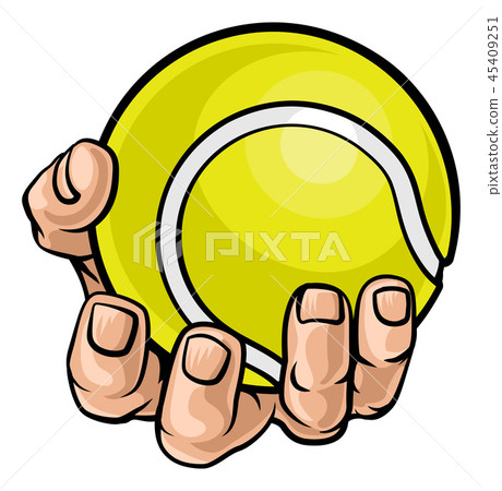 Hand Holding Tennis Ball 45409251