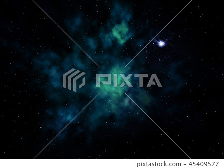 Star field in space and a nebulae. 3D rendering Star field in space and a nebulae. 3D rendering 45409577