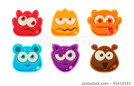 Cute funny colorful jelly animal faces set, user interface assets for mobile apps or video games Cute funny colorful jelly animal faces set, user interface assets for mobile apps or video games 45410583