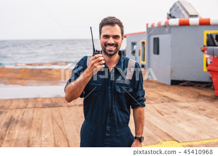 Marine Deck Officer or Chief mate on deck of vessel or ship Marine Deck Officer or Chief mate on deck of vessel or ship 45410968