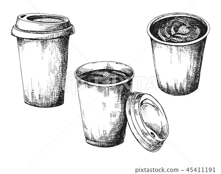 Sketch of a cup of coffee. 45411191