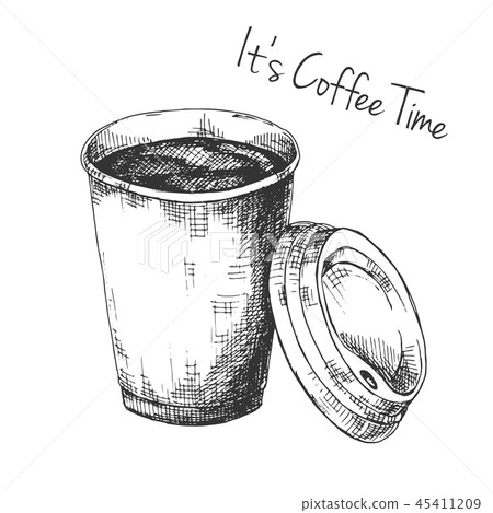 Sketch Of A Cup Of Coffee Stock Illustration