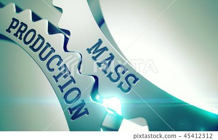 Mass Production - Mechanism of Shiny Metal Cog Gears . 3D . 45412312